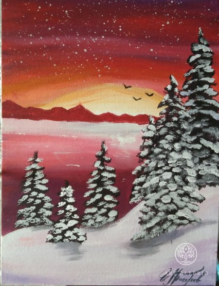 Снег акварель