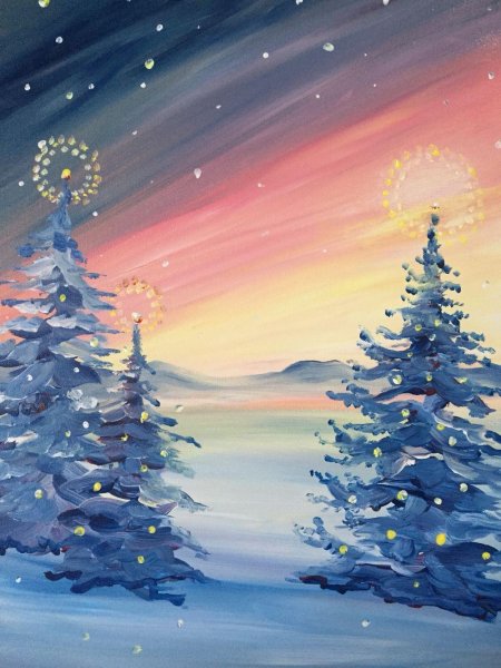 Зима гуашью