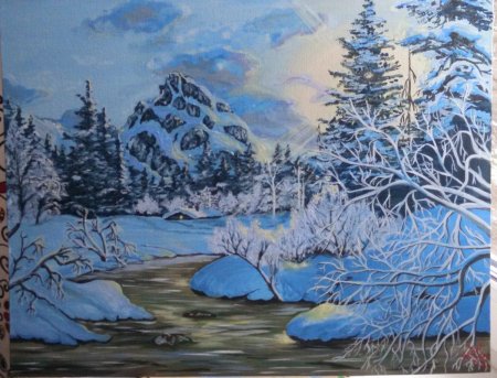 Зима гуашью