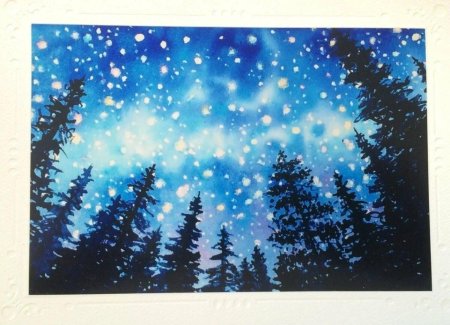 Зимний пейзаж гуашью