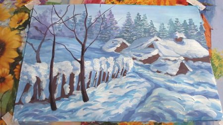 Зима гуашью