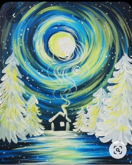 Зимний пейзаж гуашью