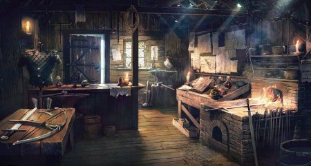 Средневековая лаборатория алхимика арт