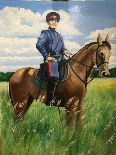 Донской казак на коне с шашкой