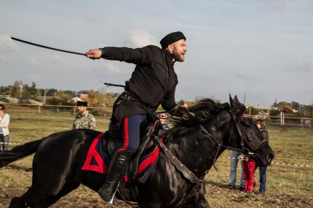 Донской казак на коне с шашкой