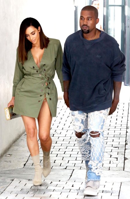 Ким Кардашян и Канье Уэст папарацци