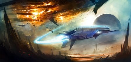 Арт scifi крушение космического корабля
