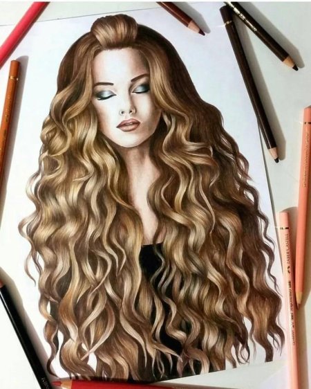 Рисование волос кудрей