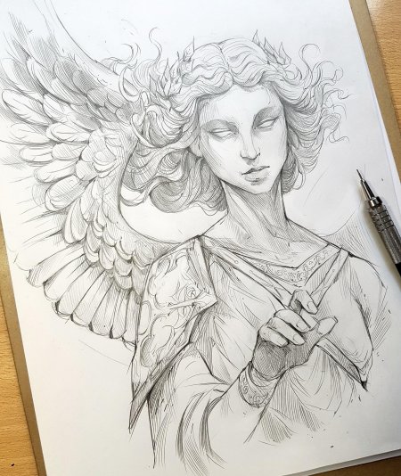 Скетчи ангелов
