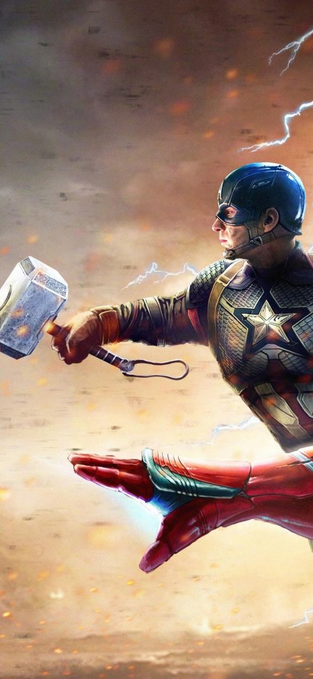 Тор Железный человек и Капитан Америка и Танос