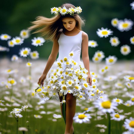 Фотосессия с ромашками в поле