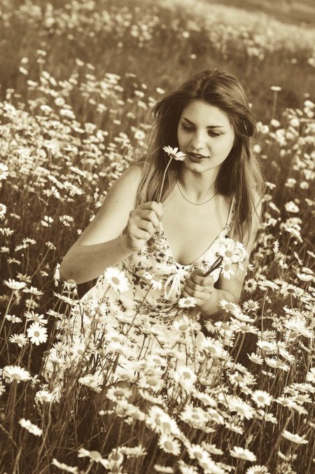Красивые девушки с ромашками
