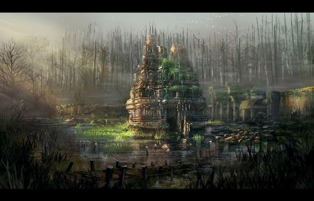 Руины на болоте арт