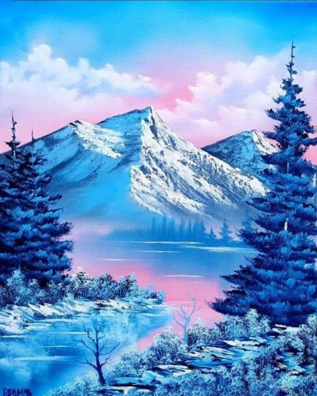 Боб Росс зимний пейзаж