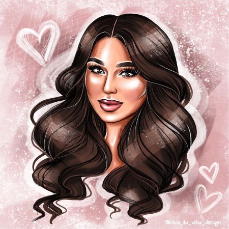 Карикатура девушки брюнетки