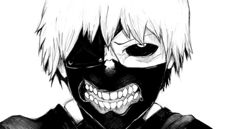 Гуль Канеки черно белый