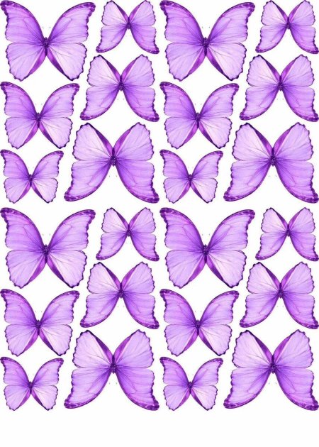 Бабочки сиреневые для печати на вафельной бумаге
