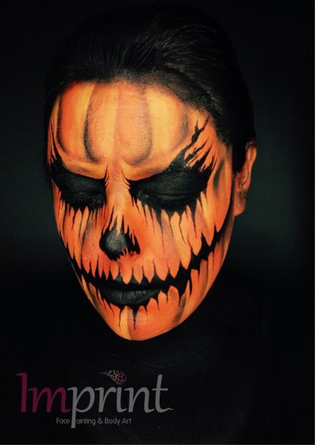 Мужской макияж на Хэллоуин тыква