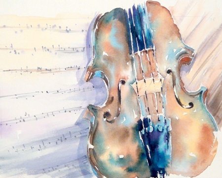 Скрипка акварель