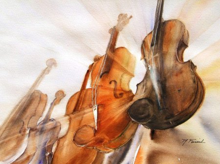 Скрипка акварель