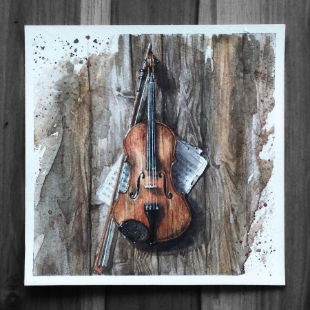 Скрипка акварель