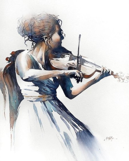 Скрипка акварель