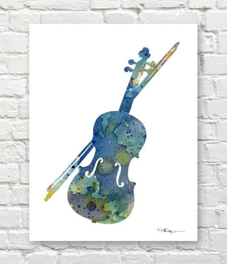 Скрипка акварель