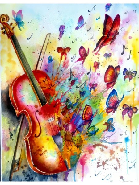 Яркий рисунок красками