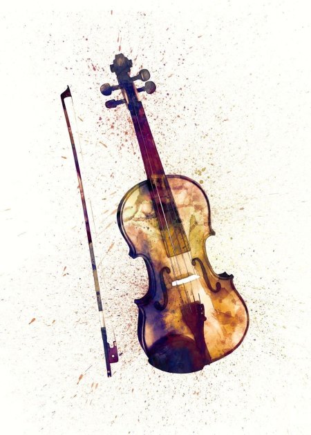 Скрипка акварель
