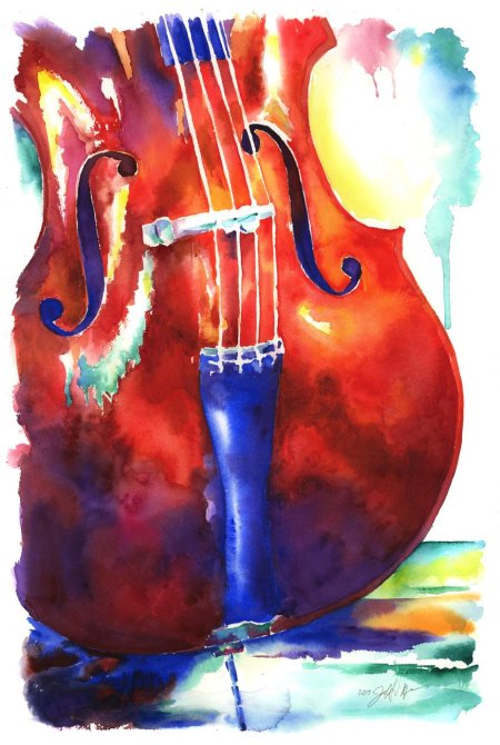 Скрипка акварель