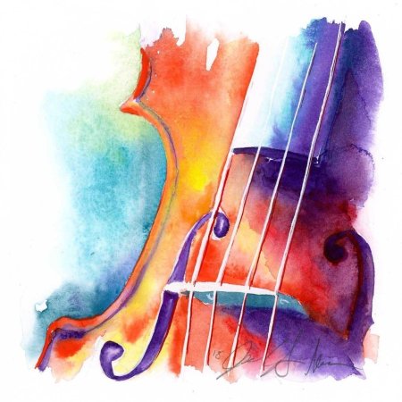 Скрипка акварель