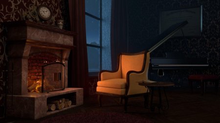 Уютная комната с камином