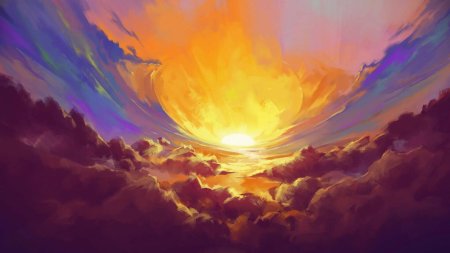 Солнце в облаках живопись