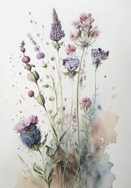 Сухоцветы акварель