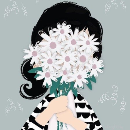 Девушка с ромашками арт