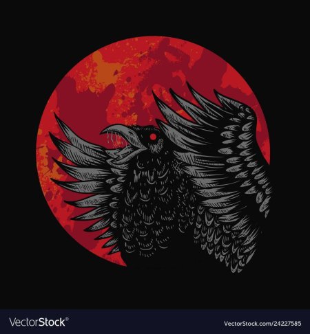 Красный ворон на черном фоне