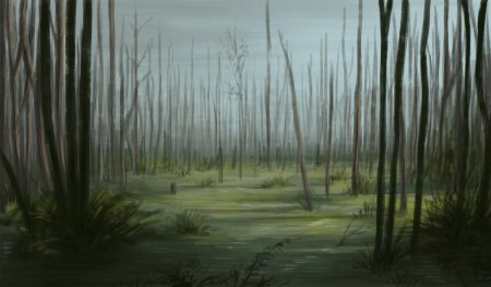 Сказочное болото с камышами