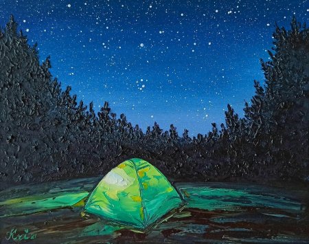 Палатка картина маслом