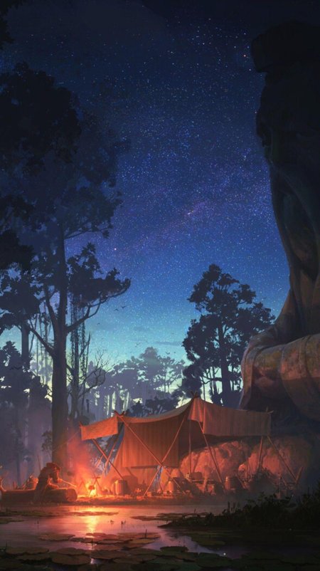 Палатка в лесу арт