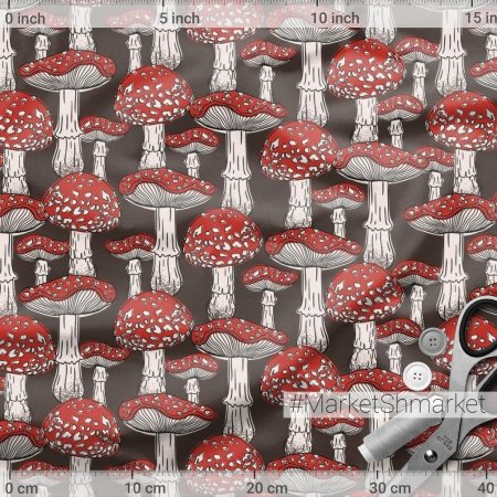 Ткань мухоморы принт