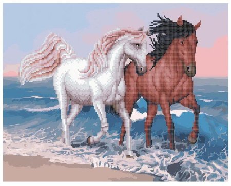 Алмазная мозаика "две лошади"