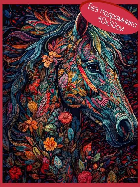 Алмазная мозаика на подрамнике лошади