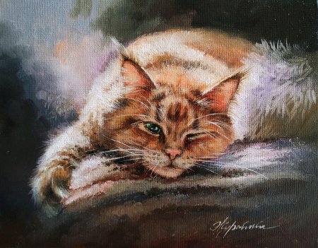 Хитрый кот живопись