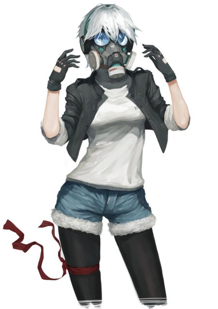 Аниме девушка в противогазе