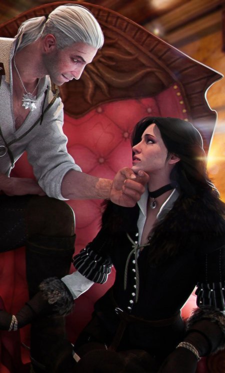 Геральт и Йеннифер на единороге