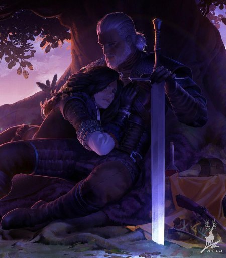 Ведьмак Геральт и Йеннифер арт