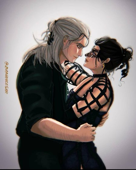 Лютик Геральт и Йеннифер арт