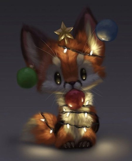 Лис с гирляндой