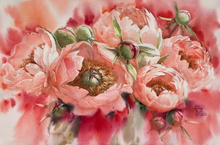 Мария Павлова пионы акварель