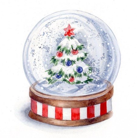 Новогодний шар акварель